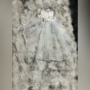 Elegant White Floral First communion Veil